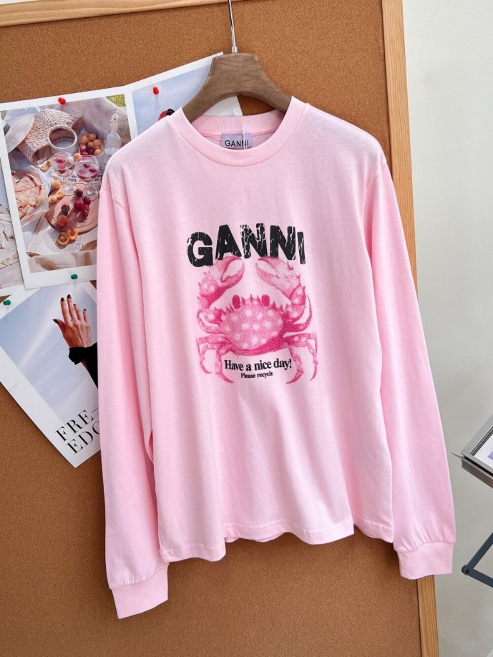 Ganni Crab Graphic Long Sleeve Top